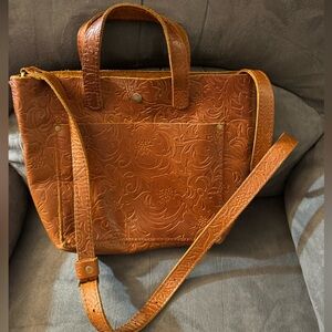 Used Portland Leather Goods Meadow Mini Crossbody Tote Leather Snap Closure